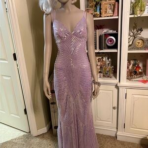 B Darlin Lavender Sequin Maxi Dress